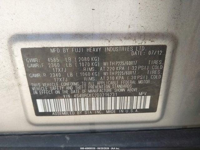 Продаж на аукціоні авто 2013 Subaru Outback 2.5i Limited, vin: 4S4BRCKC2D3216231, номер лоту: 45959335