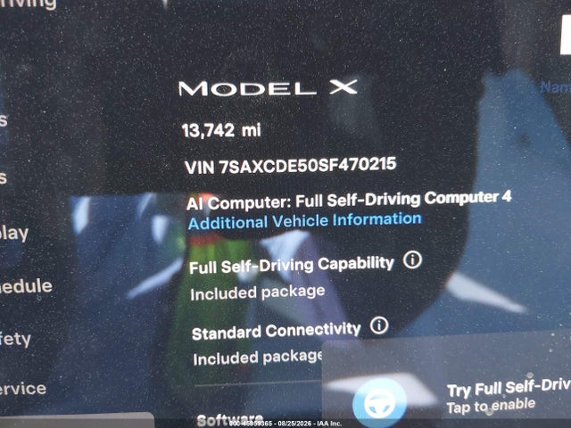 Продаж на аукціоні авто 2025 Tesla Model X Long Range, vin: 7SAXCDE50SF470215, номер лоту: 45959365