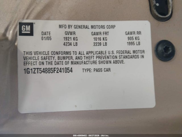 Продаж на аукціоні авто 2005 Chevrolet Malibu Ls, vin: 1G1ZT54885F241054, номер лоту: 45959402