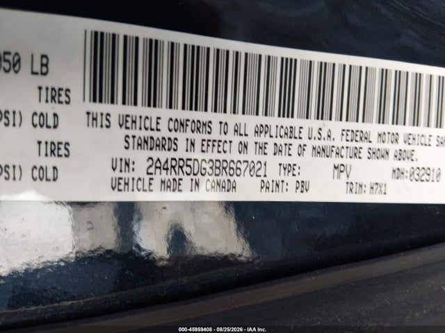 Продаж на аукціоні авто 2011 Chrysler Town & Country Touring, vin: 2A4RR5DG3BR667021, номер лоту: 45959408