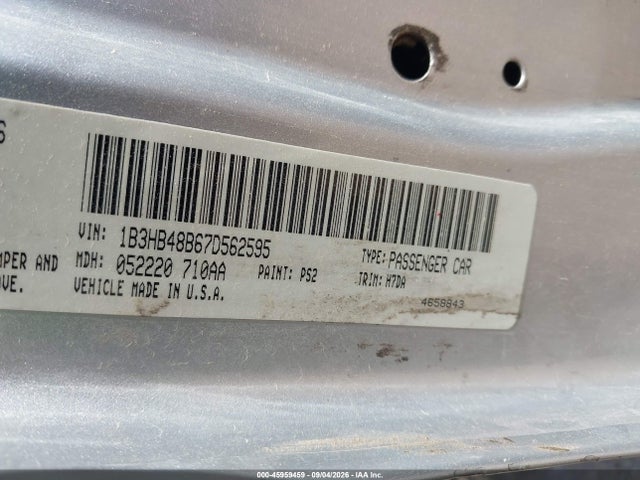 2007 Dodge Caliber Sxt მანქანა იყიდება აუქციონზე, vin: 1B3HB48B67D562595, აუქციონის ნომერი: 45959459