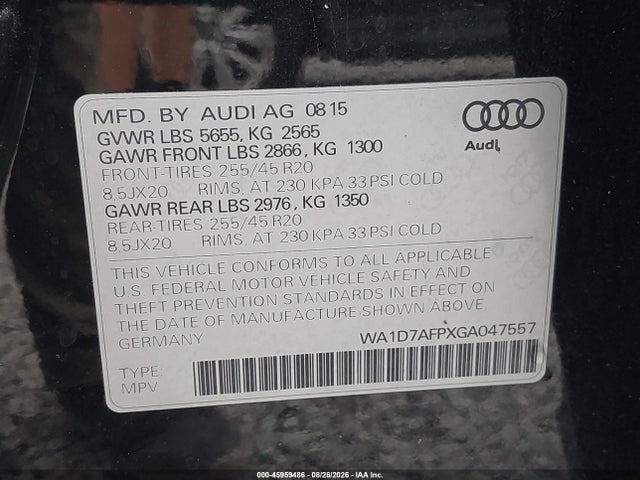 Audi Q5 3.0t Premium Plus 2016 WA1D7AFPXGA047557 Image 9