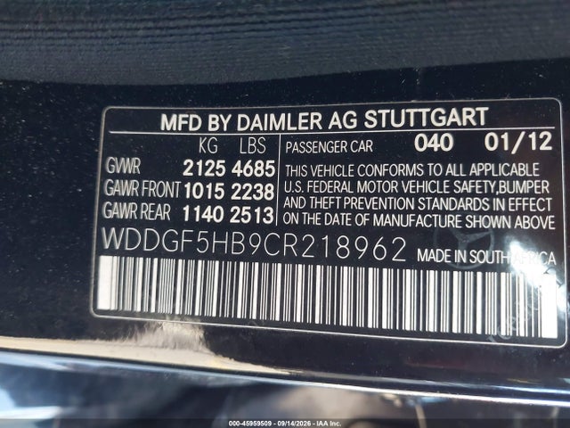 Aukcja sprzedaży 2012 Mercedes-benz C 350 Sport, vin: WDDGF5HB9CR218962, numer aukcji: 45959509