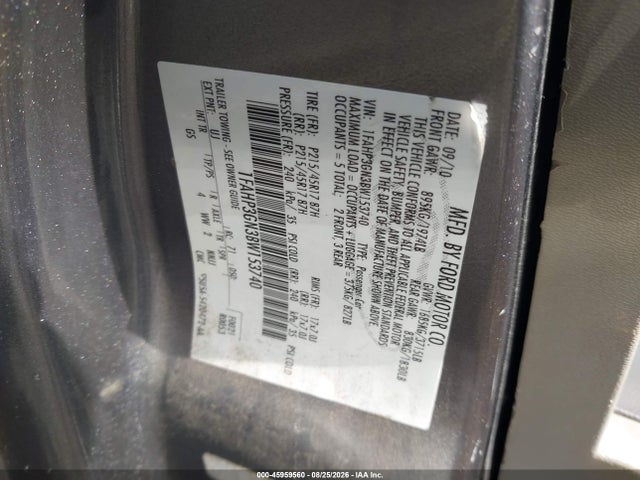 45959560 :رقم المزاد ، 1FAHP3GN3BW153740 vin ، 2011 Ford Focus Ses مزاد بيع