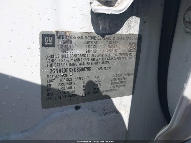 45959684 :رقم المزاد ، 3GNAL3EKXDS580788 vin ، 2013 Chevrolet Captiva Sport Fleet Lt مزاد بيع