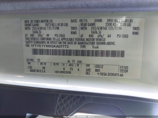 Ford Transit-150 2016 1FTYE1YM0GKA07773 Image 9