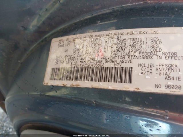Aukcja sprzedaży 2002 Toyota Sienna Le, vin: 4T3ZF13C52U495828, numer aukcji: 45959736