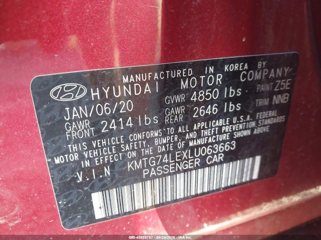 Aukcja sprzedaży 2020 Genesis G70 3.3t Rwd, vin: KMTG74LEXLU063663, numer aukcji: 45959757