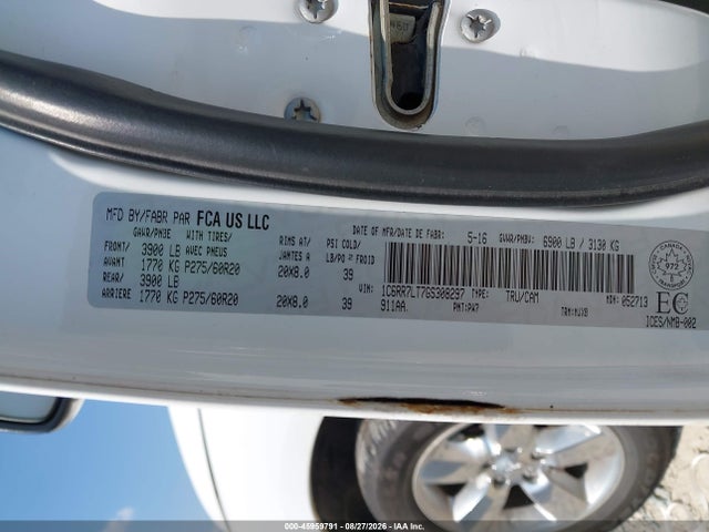 45959791 :رقم المزاد ، 1C6RR7LT7GS308297 vin ، 2016 Ram 1500 Slt مزاد بيع
