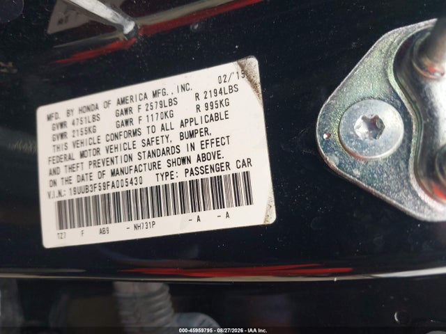 45959795 :رقم المزاد ، 19UUB3F59FA005430 vin ، 2015 Acura Tlx V6 Tech مزاد بيع