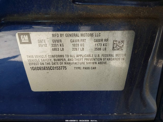 Продажа на аукционе авто 2012 Cadillac Cts Luxury, vin: 1G6DE5E55C0153775, номер лота: 45959813