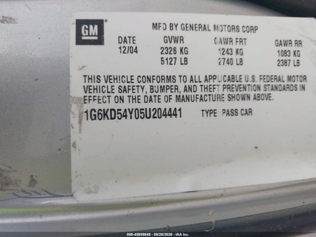 Aukcja sprzedaży 2005 Cadillac Deville Livery, vin: 1G6KD54Y05U204441, numer aukcji: 45959849
