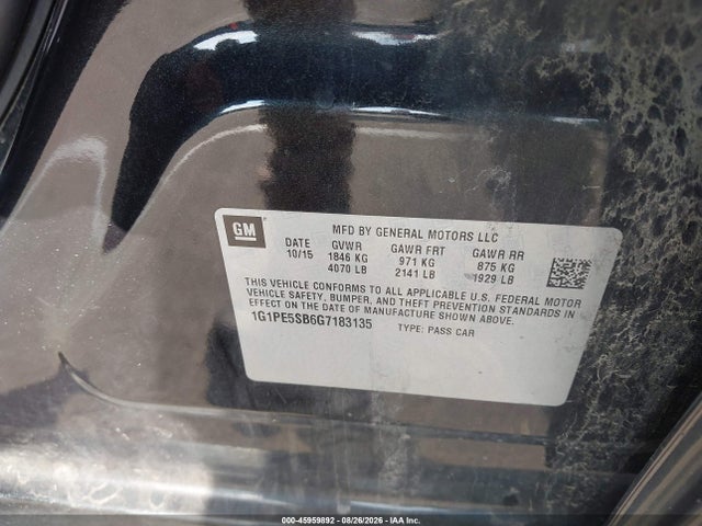 1G1PE5SB6G7183135 Chevrolet Cruze Limited 1lt Auto