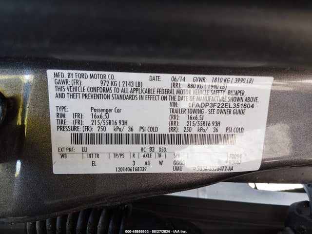 Aukcja sprzedaży 2014 Ford Focus Se, vin: 1FADP3F22EL351804, numer aukcji: 45959933