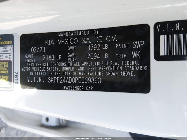 KIA Forte Lxs 2023 3KPF24AD0PE609863 Image 9