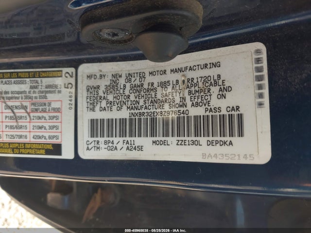Продажа на аукционе авто 2008 Toyota Corolla Ce, vin: 1NXBR32EX8Z976540, номер лота: 45960038