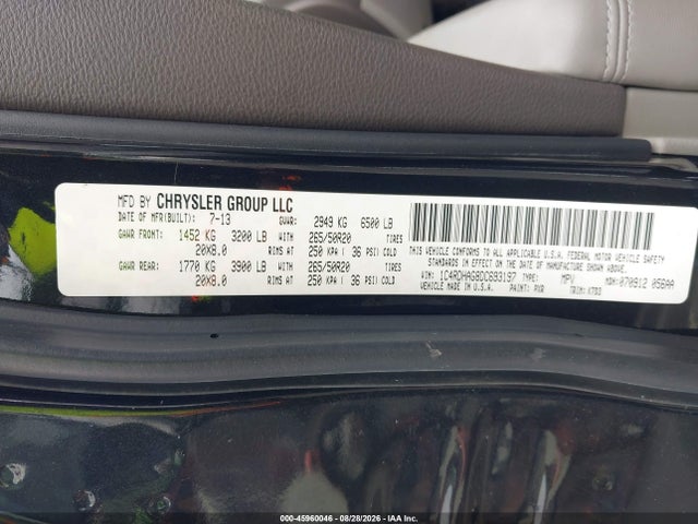 Продажа на аукционе авто 2013 Dodge Durango Sxt, vin: 1C4RDHAG8DC693197, номер лота: 45960046