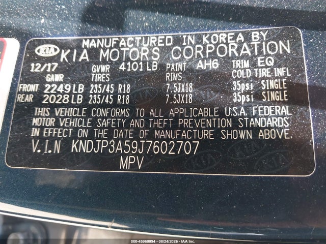 2018 Kia Soul + მანქანა იყიდება აუქციონზე, vin: KNDJP3A59J7602707, აუქციონის ნომერი: 45960094