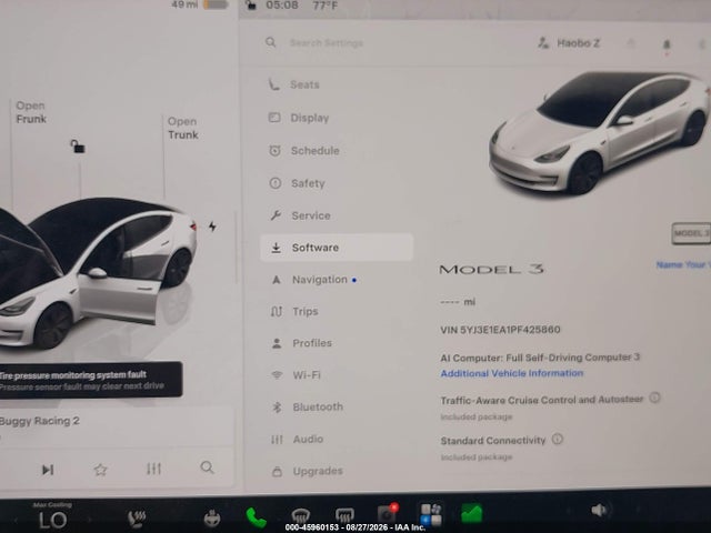 45960153 :رقم المزاد ، 5YJ3E1EA1PF425860 vin ، 2023 Tesla Model 3 Rear-wheel Drive مزاد بيع