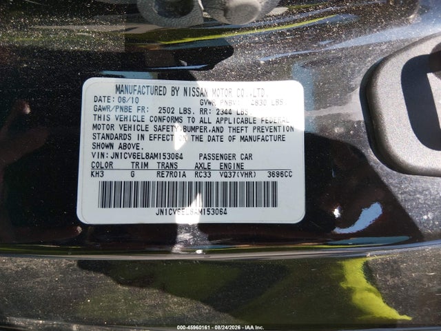 Aukcja sprzedaży 2010 Infiniti G37x, vin: JN1CV6EL8AM153064, numer aukcji: 45960161