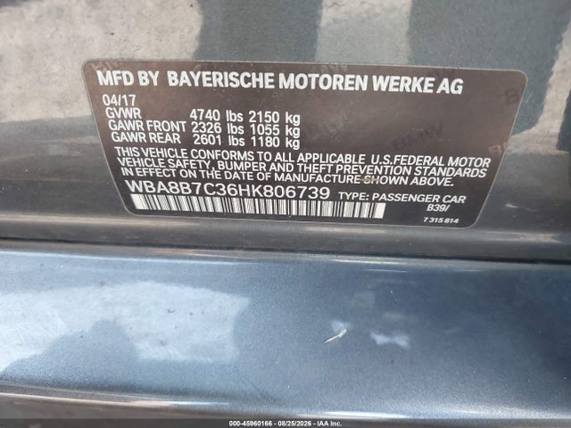 Aukcja sprzedaży 2017 Bmw 340i Xdrive, vin: WBA8B7C36HK806739, numer aukcji: 45960166