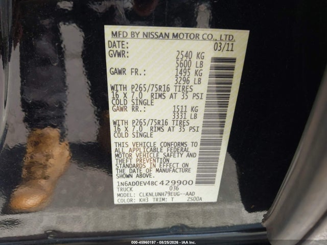 Продаж на аукціоні авто 2011 Nissan Frontier Pro-4x, vin: 1N6AD0EV4BC429900, номер лоту: 45960197