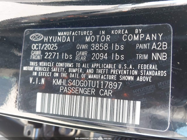 Продаж на аукціоні авто 2026 Hyundai Elantra Sel Sport Premium, vin: KMHLS4DG0TU117897, номер лоту: 45960242