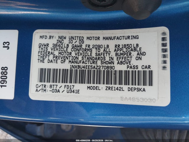 Продажа на аукционе авто 2010 Toyota Corolla S, vin: 1NXBU4EE5AZ270890, номер лота: 45960259