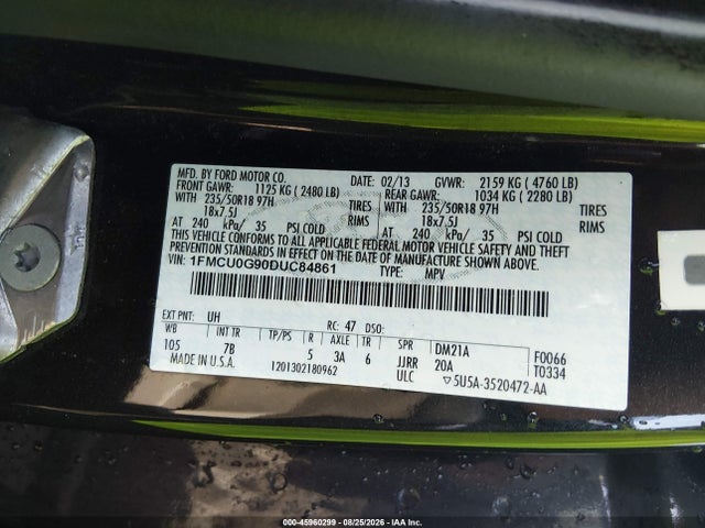 Продаж на аукціоні авто 2013 Ford Escape Se, vin: 1FMCU0G90DUC84861, номер лоту: 45960299