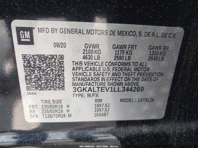 Aukcja sprzedaży 2020 Gmc Terrain Awd Sle, vin: 3GKALTEV1LL344269, numer aukcji: 45960320