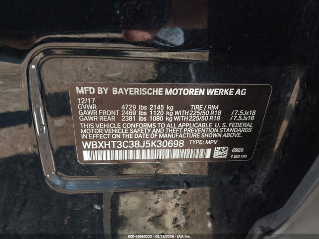 Продаж на аукціоні авто 2018 Bmw X1 Xdrive28i, vin: WBXHT3C38J5K30698, номер лоту: 45960333