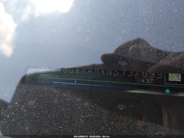2022 Toyota Highlander Xle მანქანა იყიდება აუქციონზე, vin: 5TDGZRAH4NS137699, აუქციონის ნომერი: 45960378
