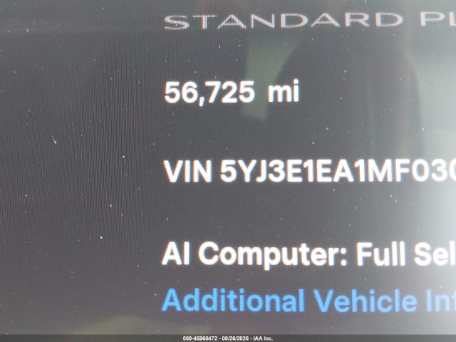 Продажа на аукционе авто 2021 Tesla Model 3 Standard Range Plus Rear-wheel Drive, vin: 5YJ3E1EA1MF030072, номер лота: 45960472
