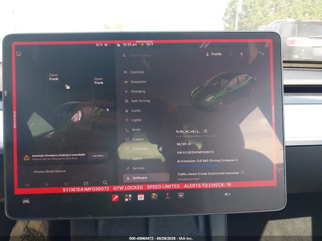 Продажа на аукционе авто 2021 Tesla Model 3 Standard Range Plus Rear-wheel Drive, vin: 5YJ3E1EA1MF030072, номер лота: 45960472