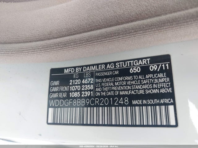 Aukcja sprzedaży 2012 Mercedes-benz C 300 Sport 4matic, vin: WDDGF8BB9CR201248, numer aukcji: 45960504