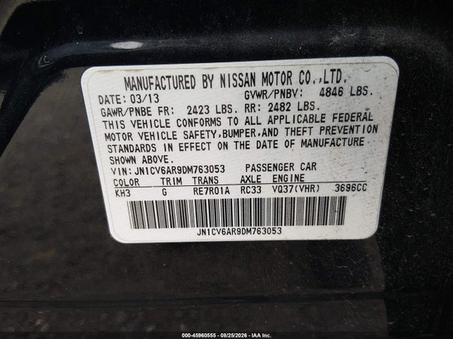 Продажа на аукционе авто 2013 Infiniti G37x, vin: JN1CV6AR9DM763053, номер лота: 45960555