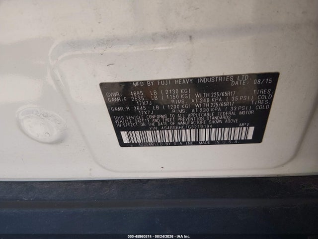 Subaru Outback 2.5i Premium 2016 4S4BSBHC1G3219194 Image 9