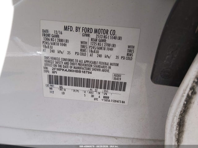 Ford EDGE SEL 2017 2FMPK4J90HBB18794 Image 9