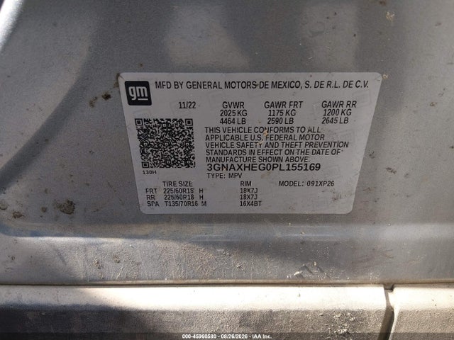 Aukcja sprzedaży 2023 Chevrolet Equinox Fwd Ls, vin: 3GNAXHEG0PL155169, numer aukcji: 45960580