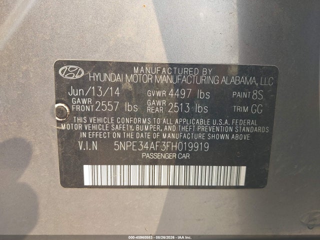 Продажа на аукционе авто 2015 Hyundai Sonata Sport, vin: 5NPE34AF3FH019919, номер лота: 45960583