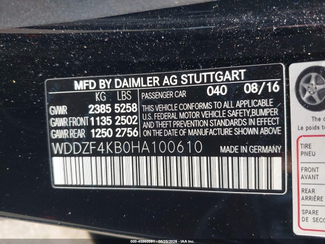 Продаж на аукціоні авто 2017 Mercedes-benz E 300 4matic, vin: WDDZF4KB0HA100610, номер лоту: 45960591