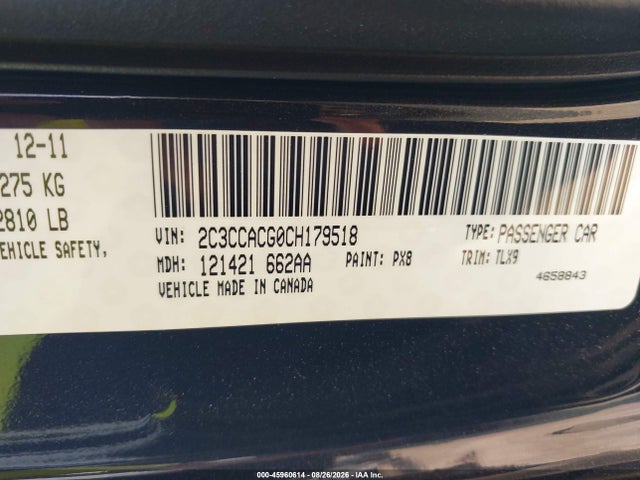 Aukcja sprzedaży 2012 Chrysler 300 Limited, vin: 2C3CCACG0CH179518, numer aukcji: 45960614