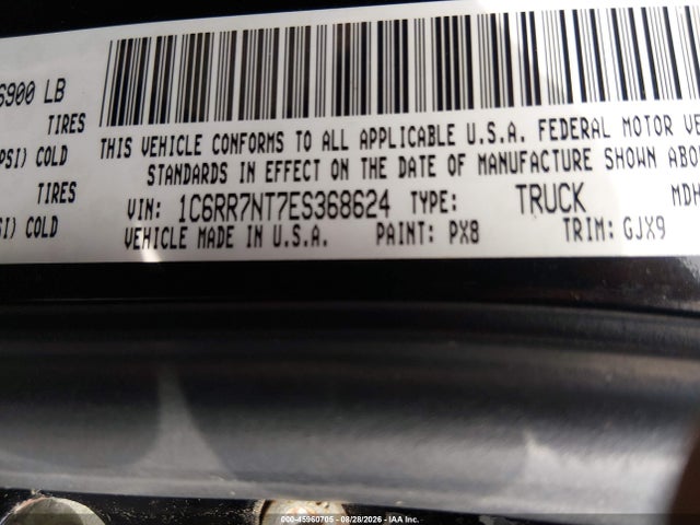 45960705 :رقم المزاد ، 1C6RR7NT7ES368624 vin ، 2014 Ram 1500 Laramie مزاد بيع