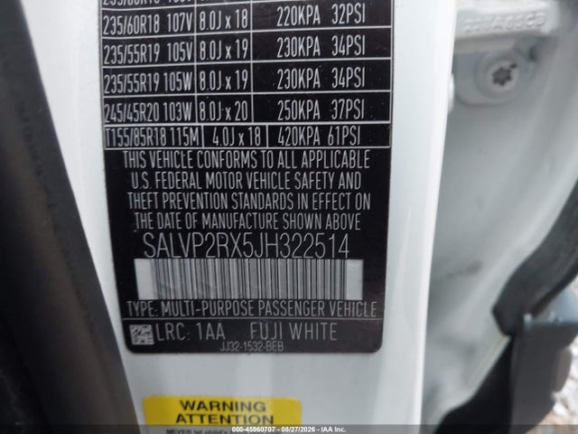 Продаж на аукціоні авто 2018 Land Rover Range Rover Evoque Se/se Premium, vin: SALVP2RX5JH322514, номер лоту: 45960707