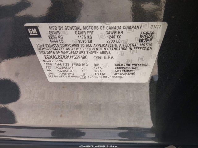 Chevrolet EQUINOX LS 2017 2GNALBEK8H1559496 Image 9