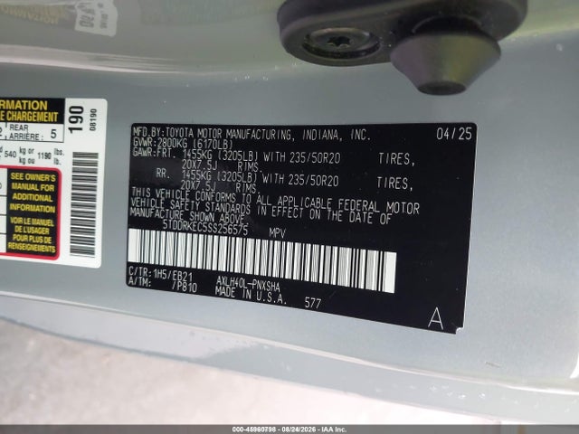 Aukcja sprzedaży 2025 Toyota Sienna Xse, vin: 5TDDRKEC5SS256575, numer aukcji: 45960798