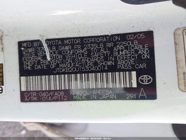 Aukcja sprzedaży 2005 Toyota Prius, vin: JTDKB20U153040014, numer aukcji: 45960816