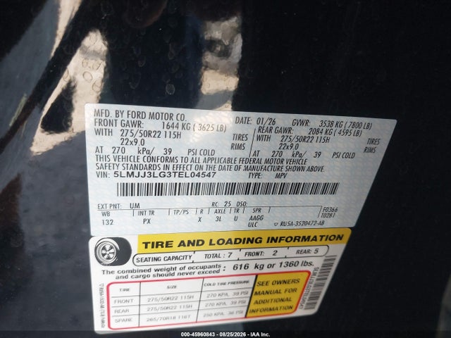 5LMJJ3LG3TEL04547 Lincoln Navigator Reserve L