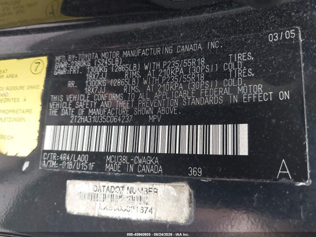 Продаж на аукціоні авто 2005 Lexus Rx 330, vin: 2T2HA31U35C064237, номер лоту: 45960905