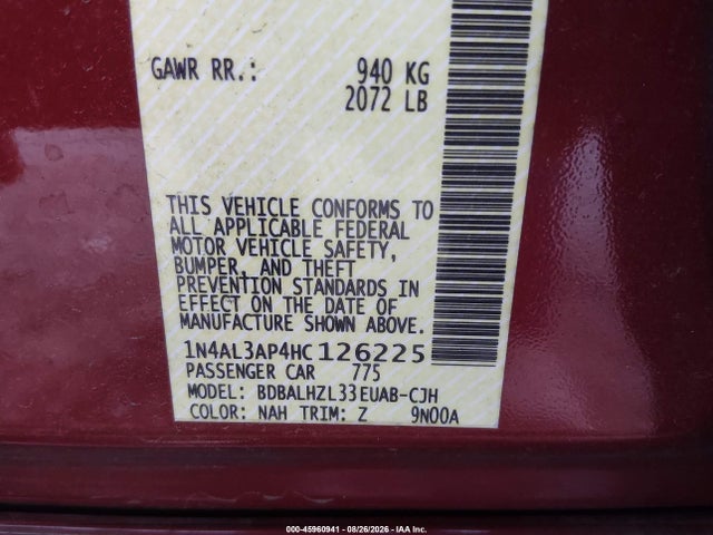Nissan Altima 2.5 Sr 2017 1N4AL3AP4HC126225 Image 9